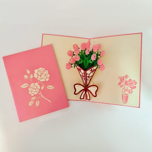 Baby pink roses message card