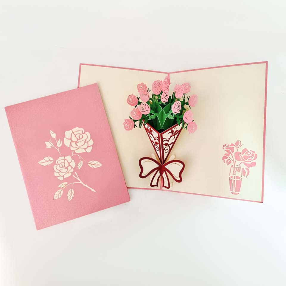 Baby pink roses message card